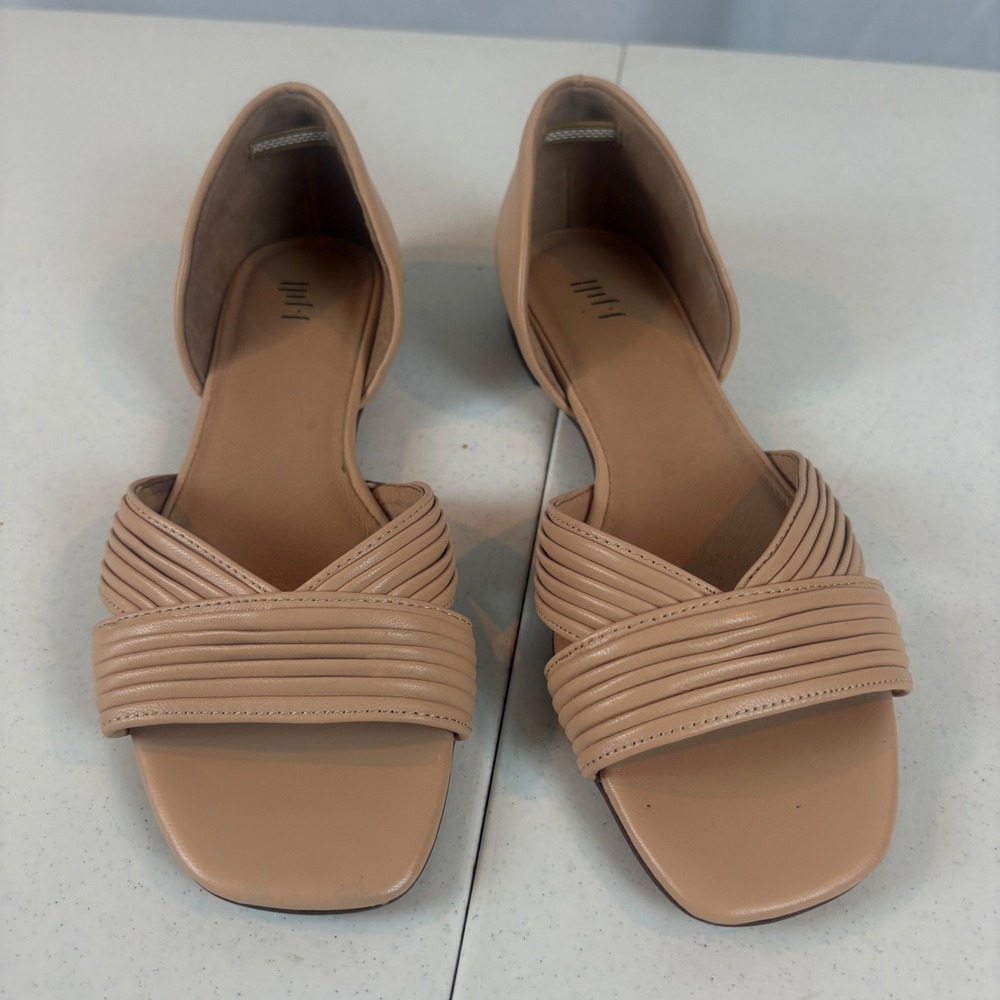 J‎ Jill Womens Beige Leather Pleated Multi Strap D Orsay Flats Shoes Size 8.5